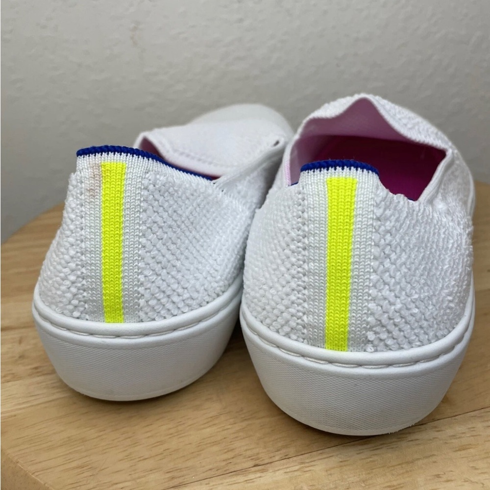 Rothy's White Slip-On Sneakers with Blue Trim size 8 - Picture 4 of 9